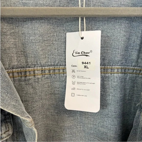 NWT Western Fringed Denim Jacket Women XL Country Rodeo Cowgirl Button Front - Picture 5 of 6